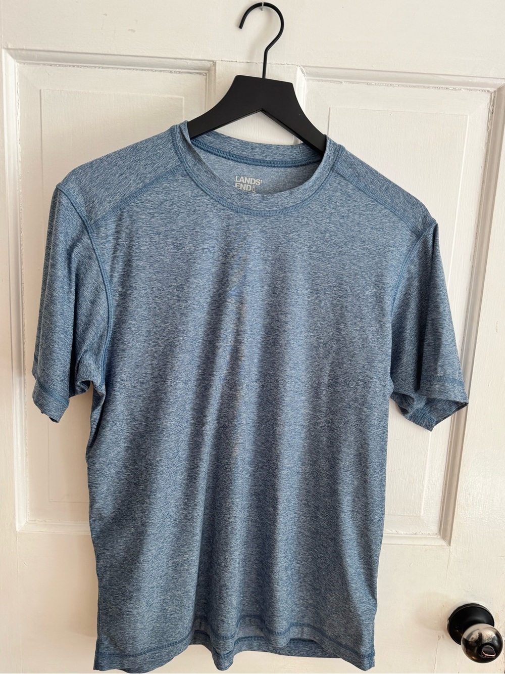 Lands' End Men's Heathered Slate Blue Short Sleeve Tee - Size Small